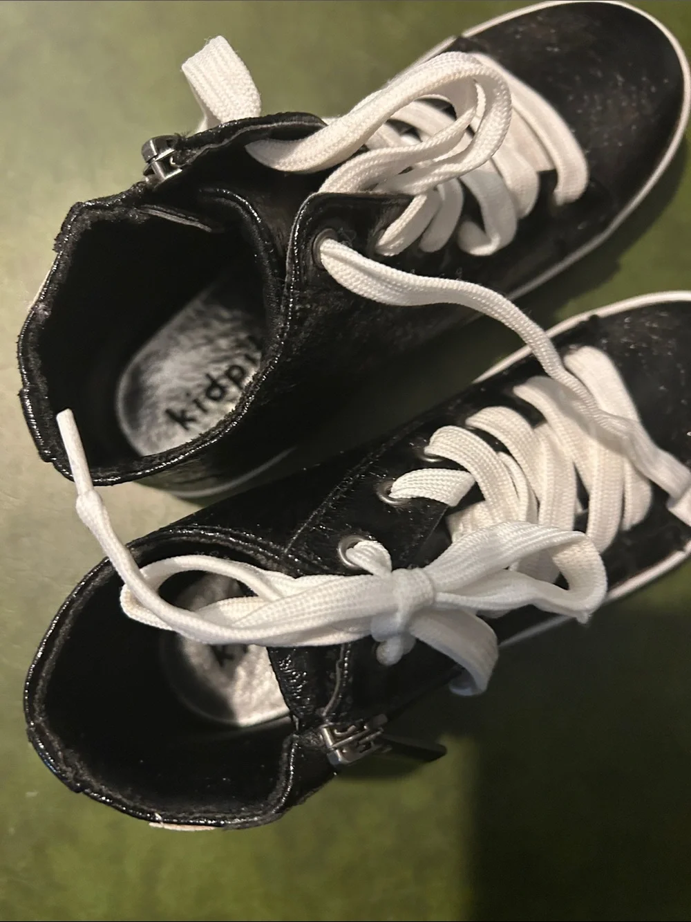 kidpik Black High-Top Sneakers with White Laces